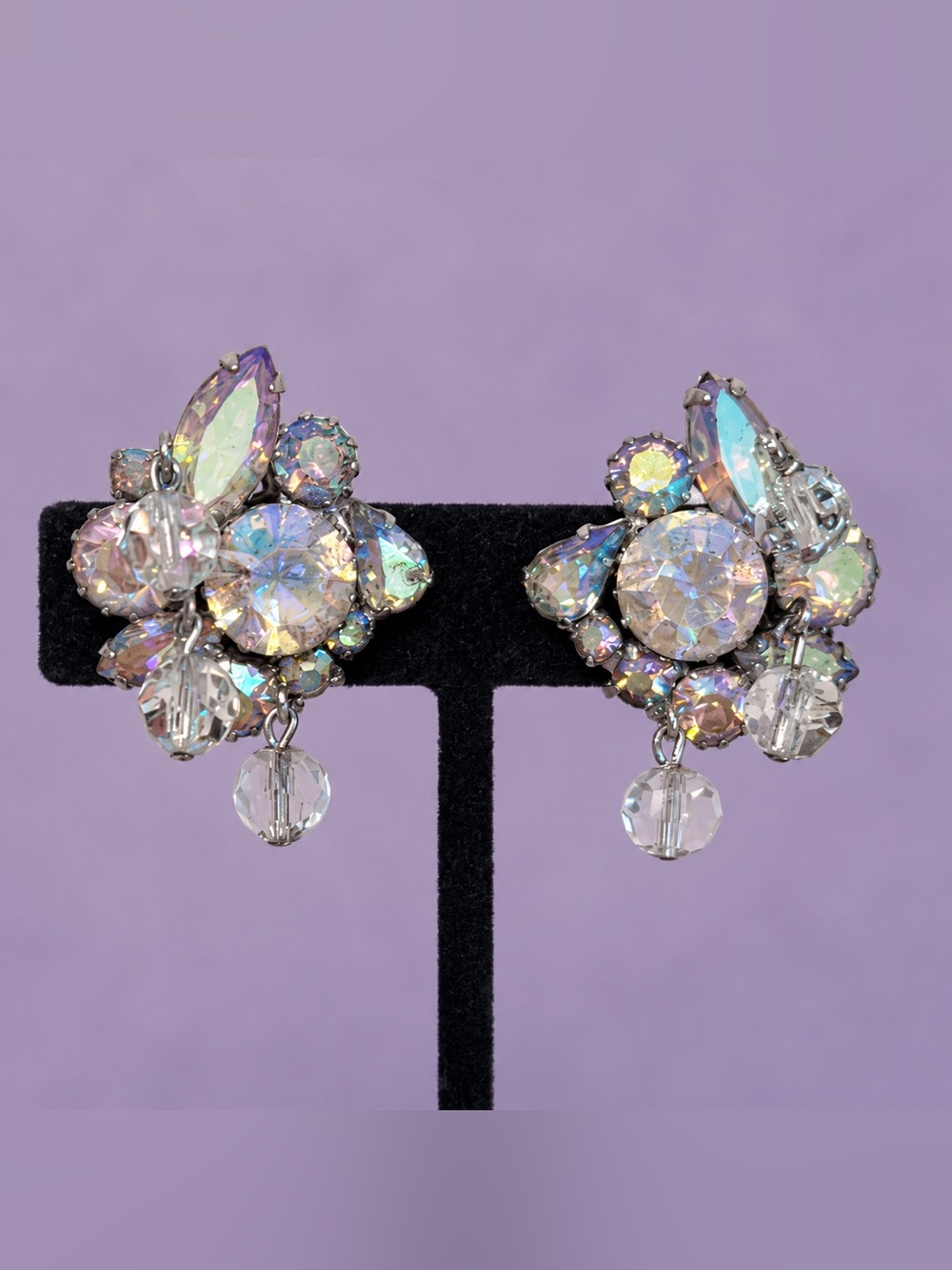 Albert Weiss Iridescent Crystal Cluster Drop Earrings
